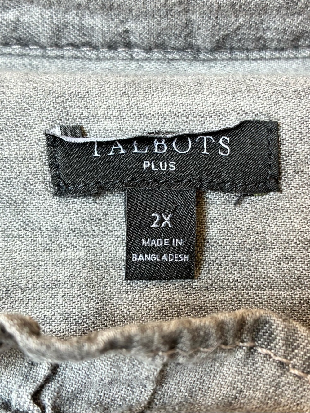 Talbots Button Front Shirt Ruffled Short Sleeve Cotton Light Gray Plus Size 2X - Picture 9 of 12